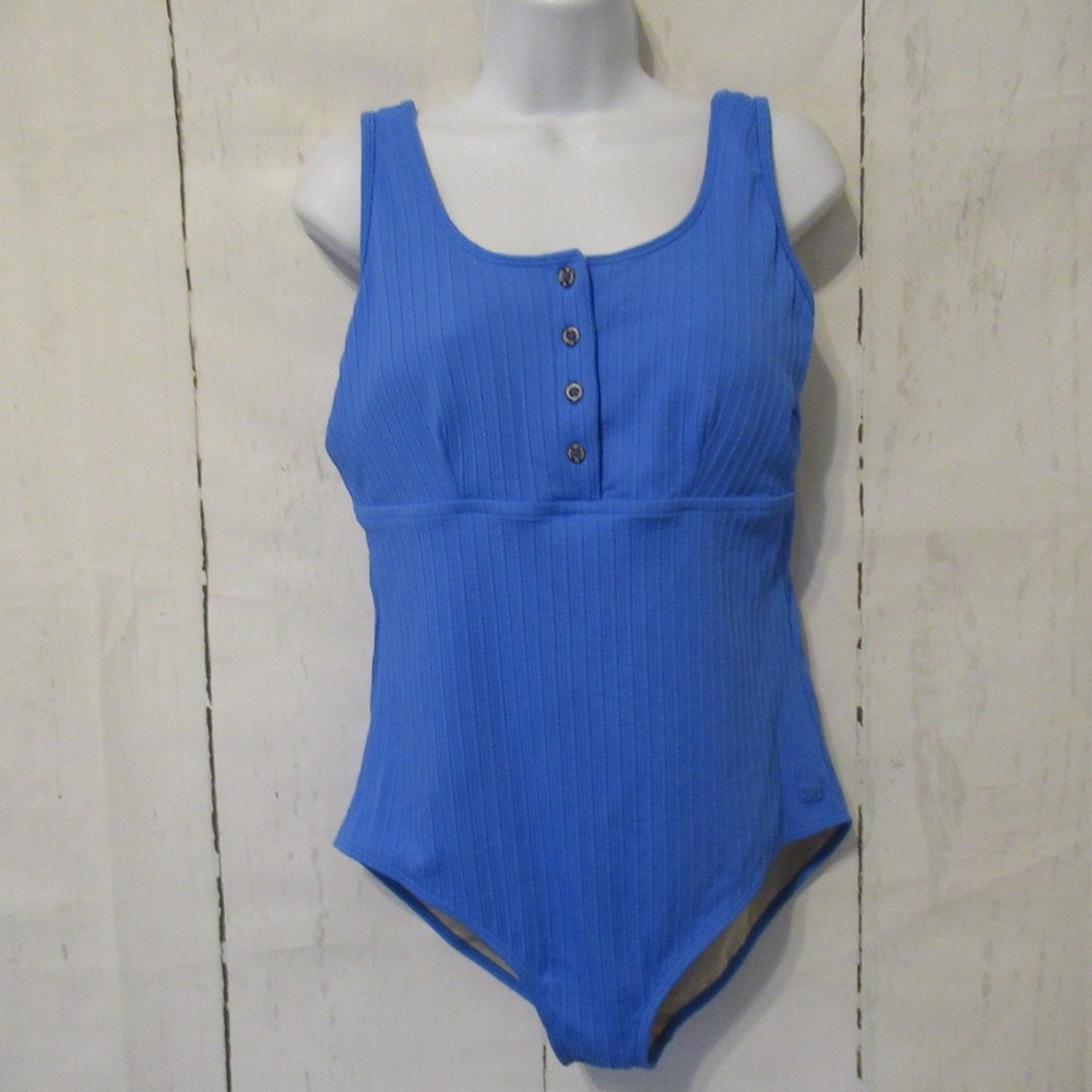 Albion Swimsuit XL Blue Ribbed One Piece Tank Minimalist